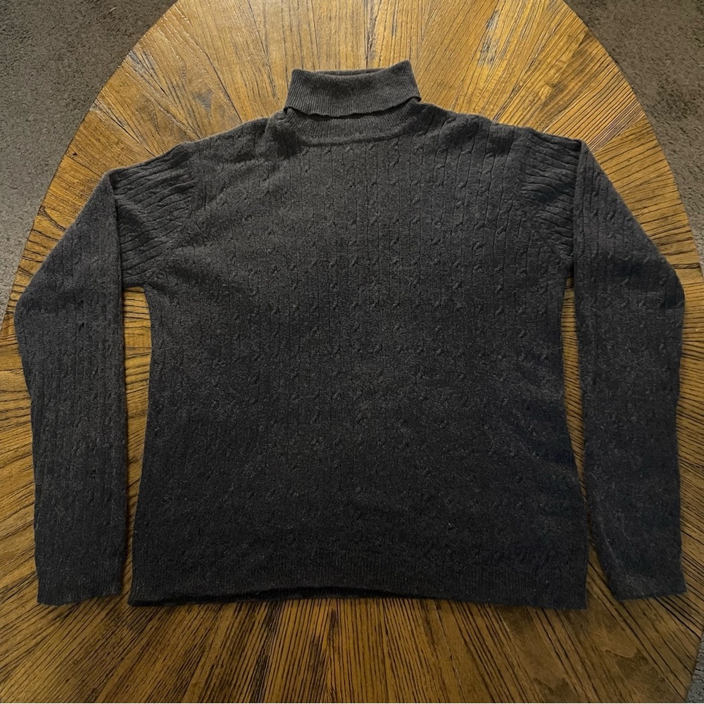 Charter Club Charcoal Cashmere Silk Blend Turtleneck Sweater